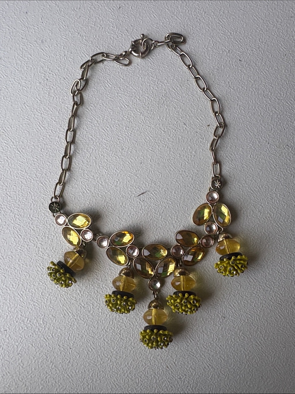 Yellow Crystal Drop Statement Necklace - Fashion Jewelry